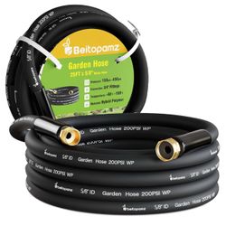 Garden Hose 25 ft x 5/8 in Heavy Duty Water Hose, Flexible and Durable, Lightweight Rubber Hybrid Hose, Leak-Free Connections, Male to Female 3/4'' Br