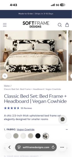 cow print bed frame an vanity chair