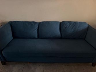 Blue Sleeper Sofa with Pull-Out Mattress