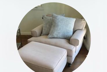 Oversized Armchair & Ottoman Set with Accent Pillows