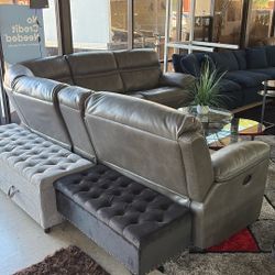 Big Sectional Recliner Grey Color Great Qualify 
