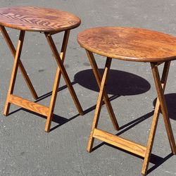 Antique set - oak folding side tables
