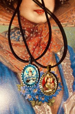 Virgen De La caridad & St. Barbara Medal Pendant Charm Jewelry