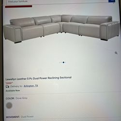 Power Reclining Leather Couch Great condition 