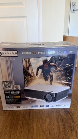 4K Projector with UHDTV projection screen and surround sound system