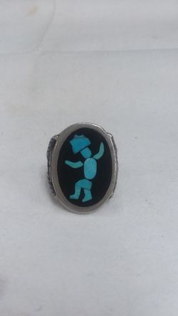 Men's Turquoise and Onyx Inlay Sterling Silver Ring