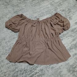 Tan Off the shoulder Ruffle blouse
