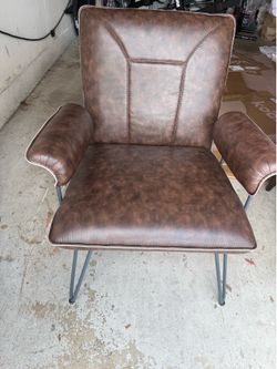 Dormilee Faux Leather Armchair by 17 Stories – Rustic Brown Accent Chair