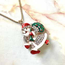 Betsey Johnson Santa Pendant Necklace 