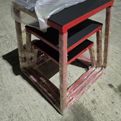3 Pcs Set Plyometric Jump Box Red 12", 18", 24" with Rectangular Surface, Heavy Duty Steel Step Up Box , Anti-Slip Jump Trainer for Home Gym 
