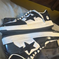 Bapesta Low White And Black