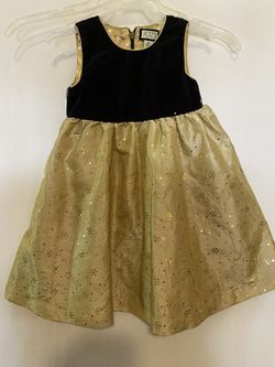 Baby Dress Gold & Black Velvet Size 24 Months 