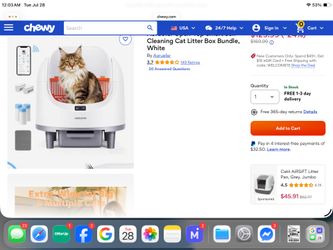 Aoruefar Open-Top Smart Self Cleaning Cat Litter Box Bundle, White