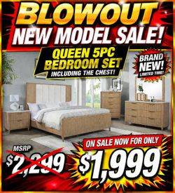 No credit needed new in box queen 5pc bedroom set special