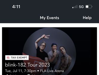 Blink 182 - Lower Level, 5th Row 