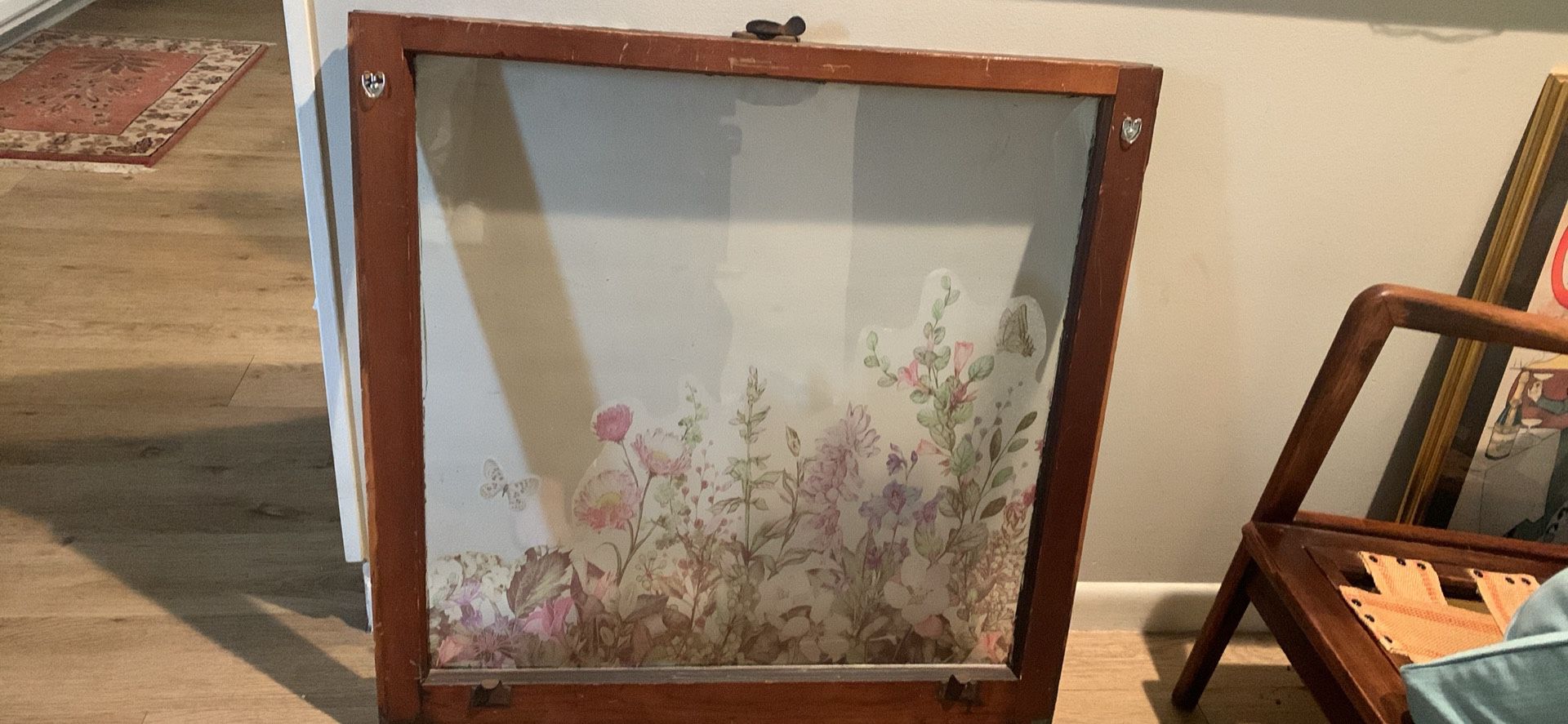 Vintage Window With Floral Removable Stencil 