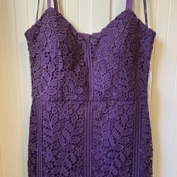 Purple Floral Lace Dress Size 8
