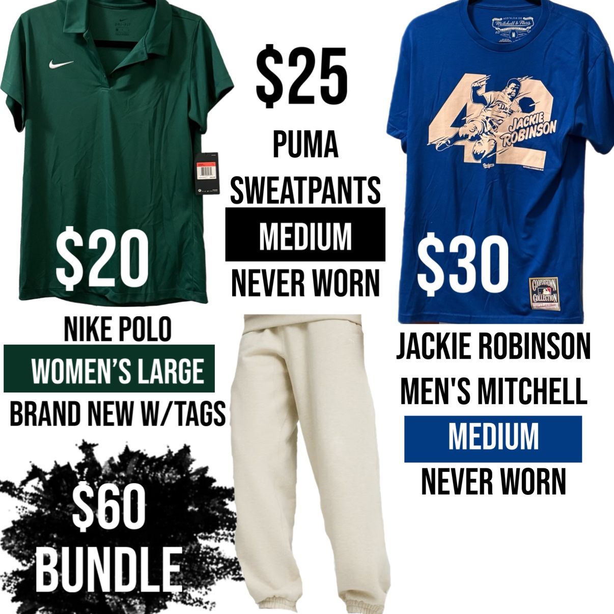 Puma sweatpants Jackie Robinson Nike polo