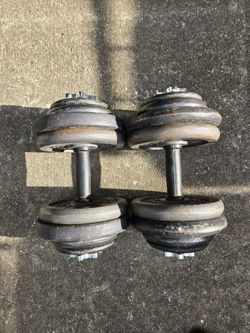 57.5lb each Adjustable Dumbbells with Standard 1inch Weight Plates