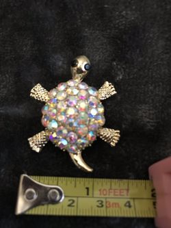 Crystal & Gold Turtle Pin Jewelry NEW & BEAUTIFUL