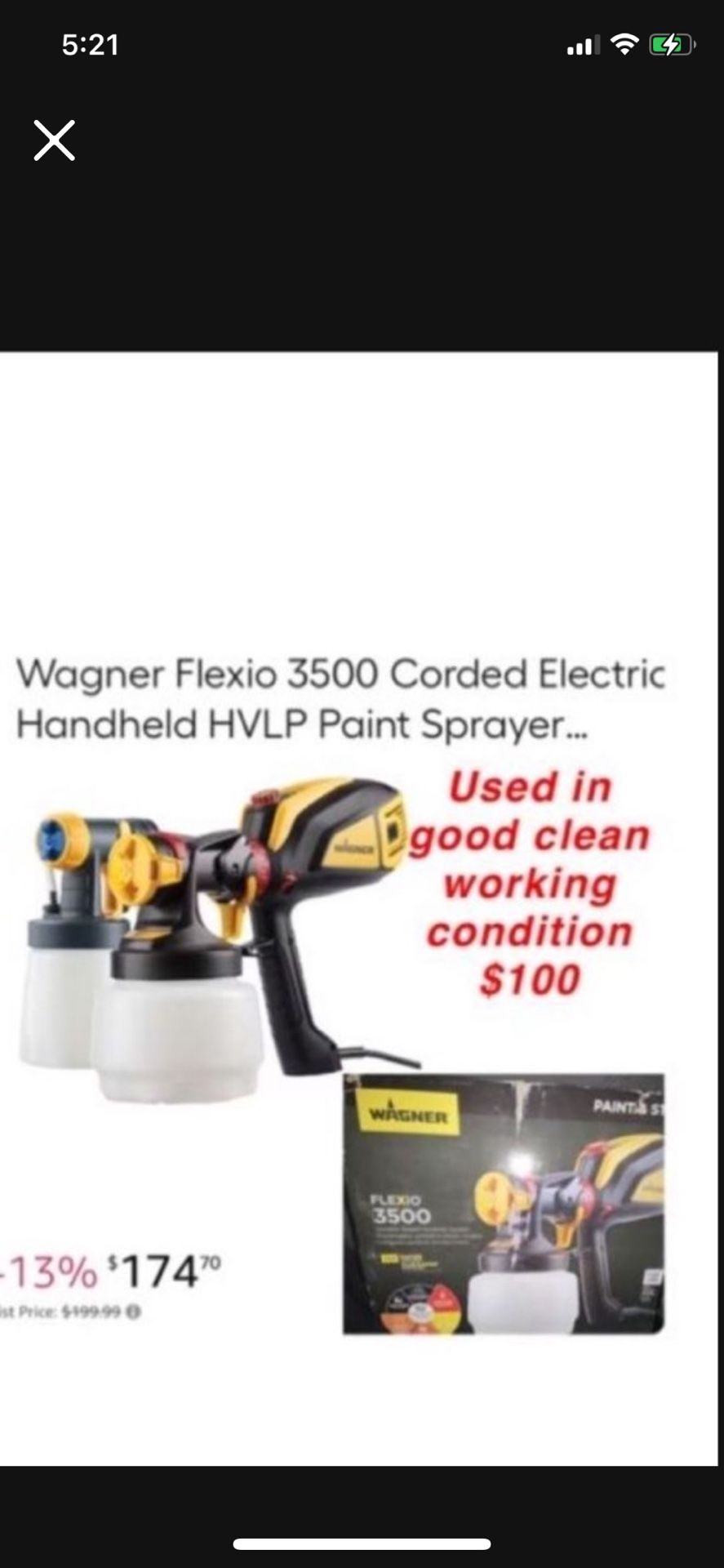 Used 1 Time like new Wagner Flexio 3500 corded electric paint sprayer $100 east Palmdale