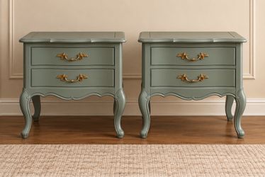 French Provincial Nightstands Pair – Sage Green