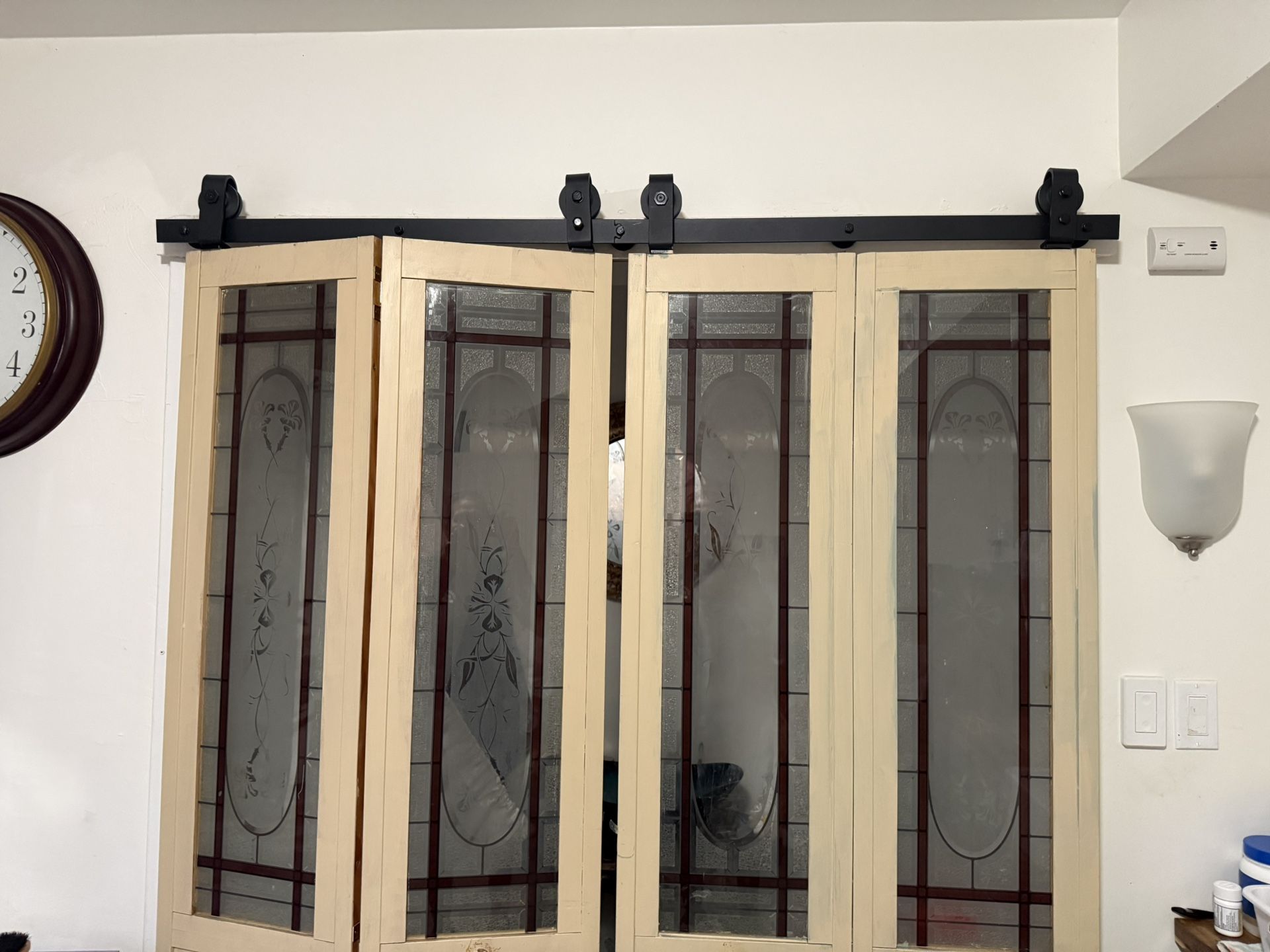 Beautiful Double Barn Doors With Glass For 5 Foot Opening 6.5 Feet Tall