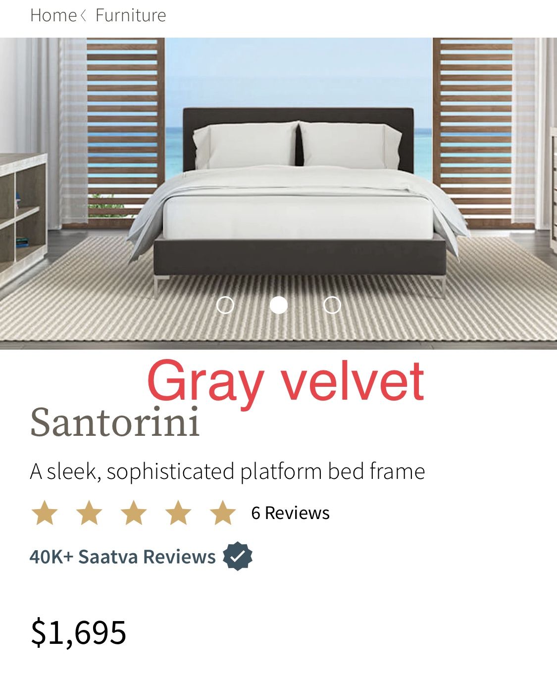 New King Size Platform Bed in a box . Santorini By Saatva