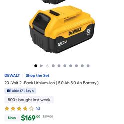 (2) Dewalt 20V 5AH batteries And Charger