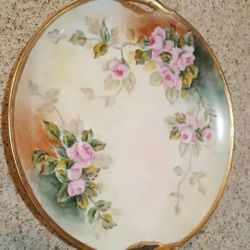 antique  KPM hand painted plate with handle