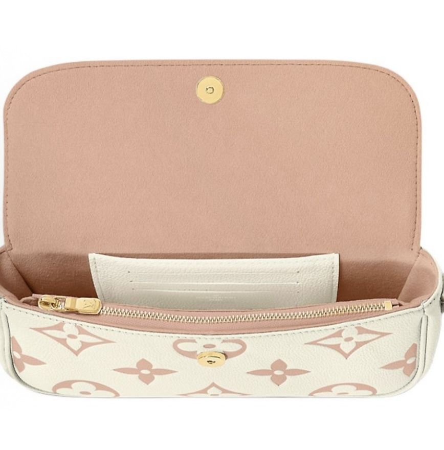 LOUIS VUITTON IVY Logo Logo Cowhide Baguette Bag Single Shoulder Crossbody Wallet Latte White Pink(716)57