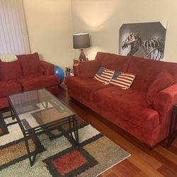 Two red couches