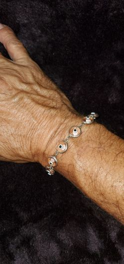 New Sterling Silver 925 Evil Eye Bracelet Size 7.5