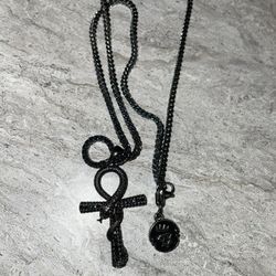 14k (Black) Gold Plated Apep & Ankh Key Necklace 