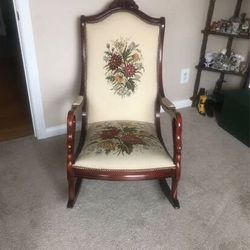 Victorian Rocking Chair Hand Carved Floral Design