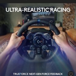 Logitech G923 Racing Wheel and Pedals for PS5, PS4, PC, Mac, TRUEFORCE up to 1000 Hz Force Feedback - Black: USB Connection, Rubber Grip