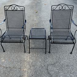 Beautiful Wrought Iron Bistro Set Table and 2 Rockers **