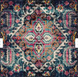 Blue and Pink Design 8’ x 8’ Square Rug