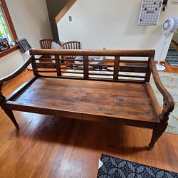Solid Teak couch/daybed from Indonesia (bought at old David Smith Store). Comes with small mattress