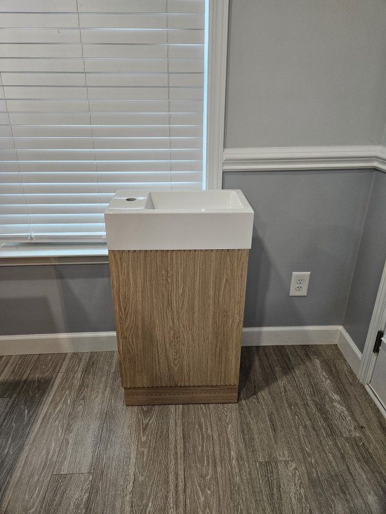 18.6 in × 10 in Merax Bathroom Vanity Cabinet with Sink with Storage Shelf