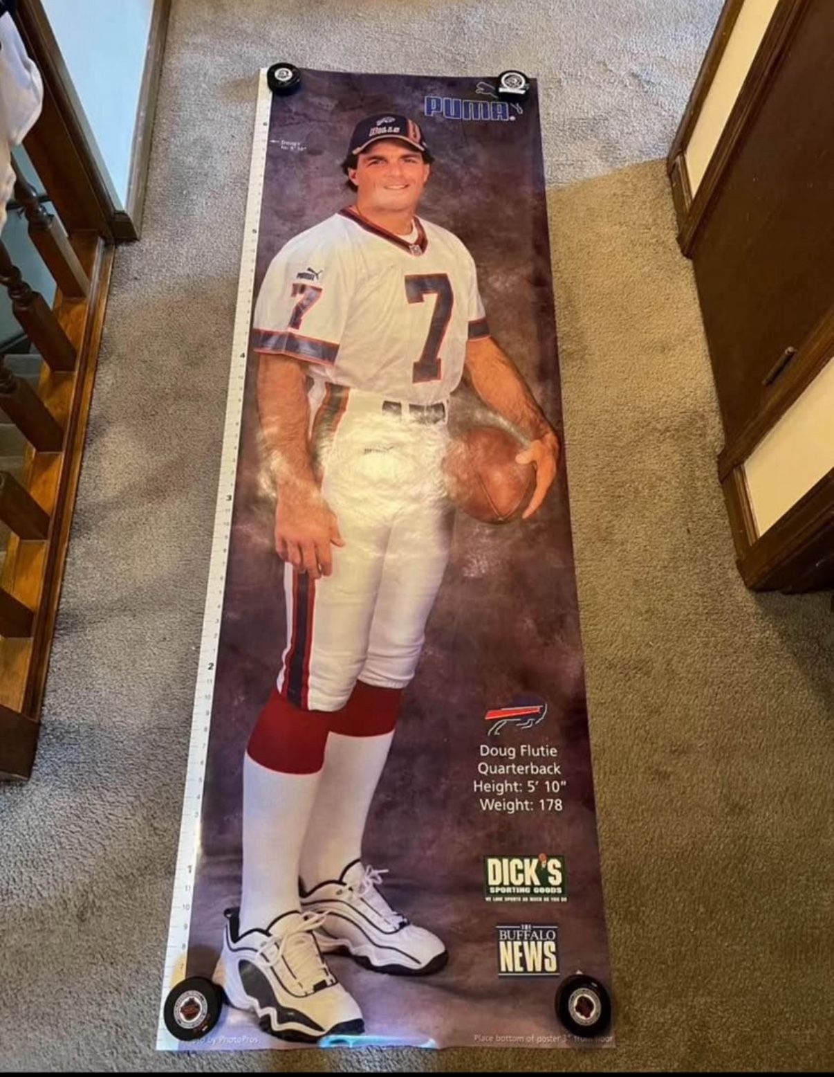 Doug Flutie #7 Buffalo Bills QB Dick’s Sporting Goods / PUMA 6 1/2 Ft Growth Poster