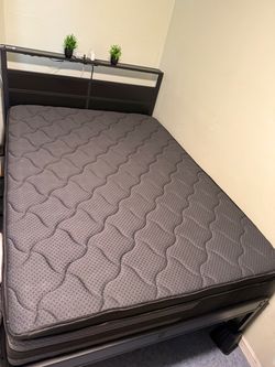 Full Size Bed Frame with Headboard & Mattress
