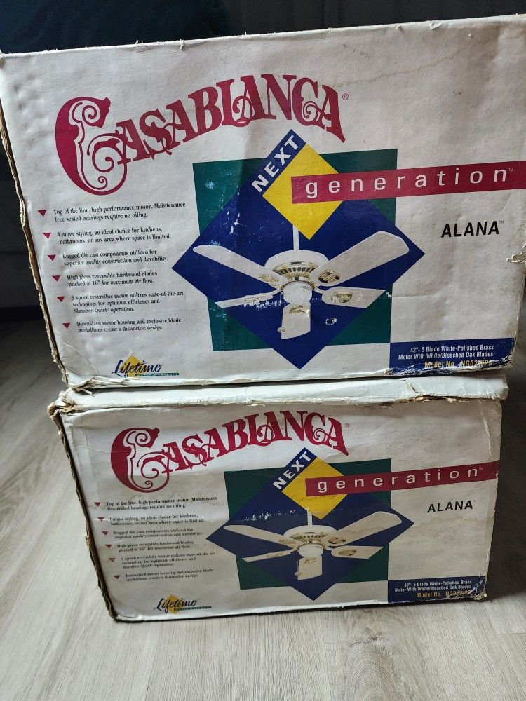 2 Casablanca Next Generation Alana 42" 5 Blade Cieling Fans (No Light)