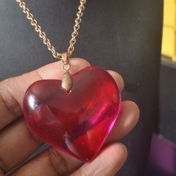 Heart Glass Pendant Necklace 