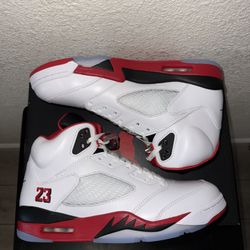Nike Air Jordan 5 Retro Fire Red 2025  White/Red/Black 136027-120 Men's