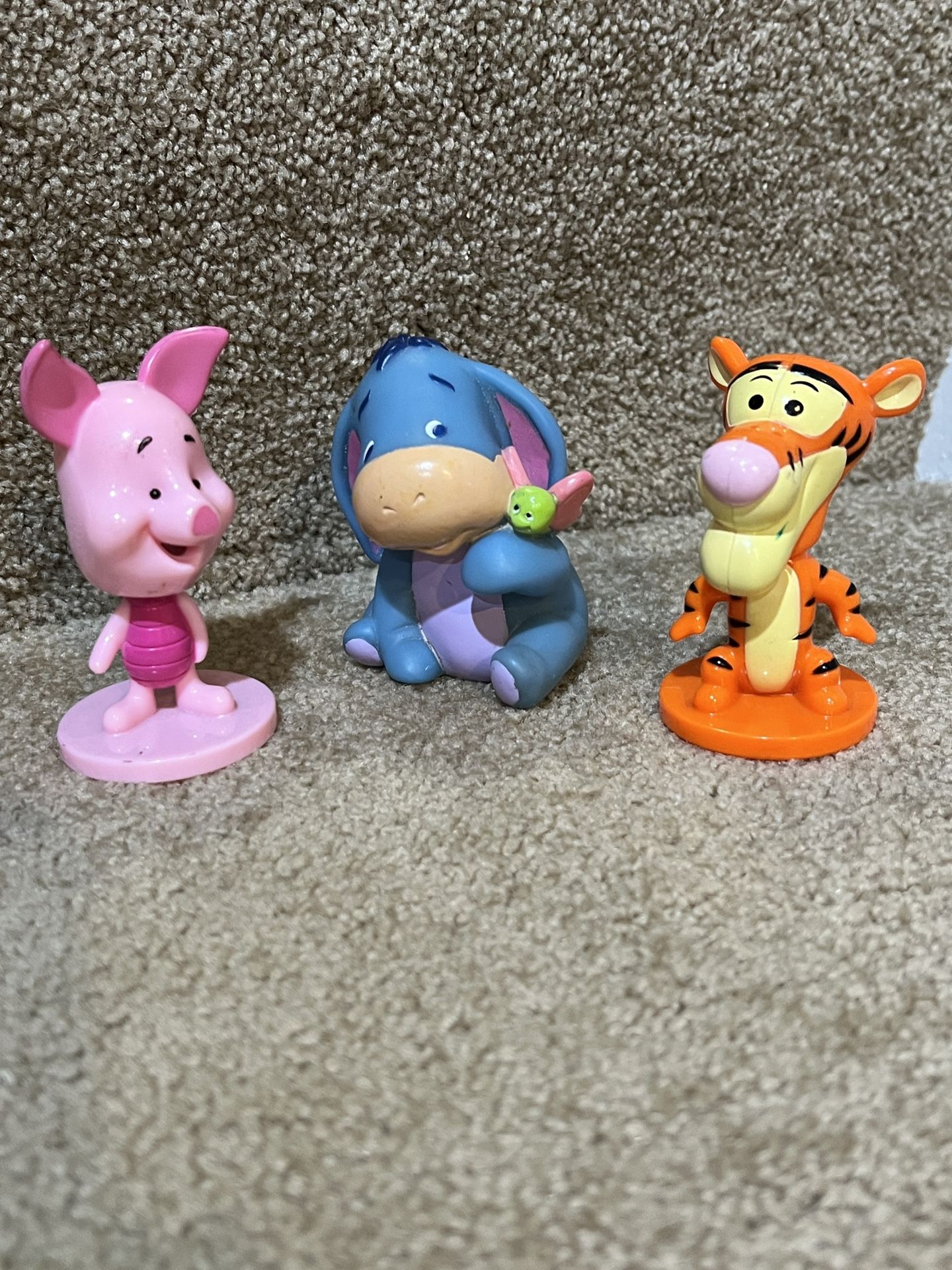 Disney Winnie the Pooh figure lot if 3 Piglet Tigger bobble heads & Eeyore baby