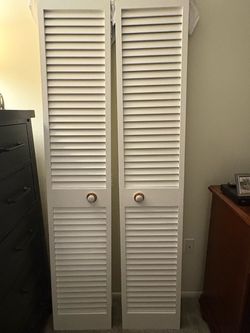 White Louvered Bifold Closet Doors Pair