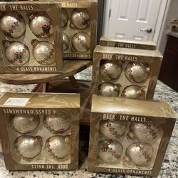 Vintage Christmas by Krebs Brocade & Candy Cane Ornaments 6 Boxes 24 Total