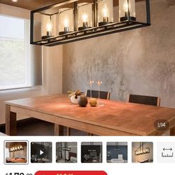 5 Bulb Black Hanging Chandelier/Lightning 