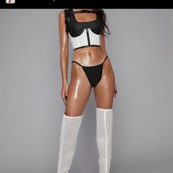 Caged thigh high boots